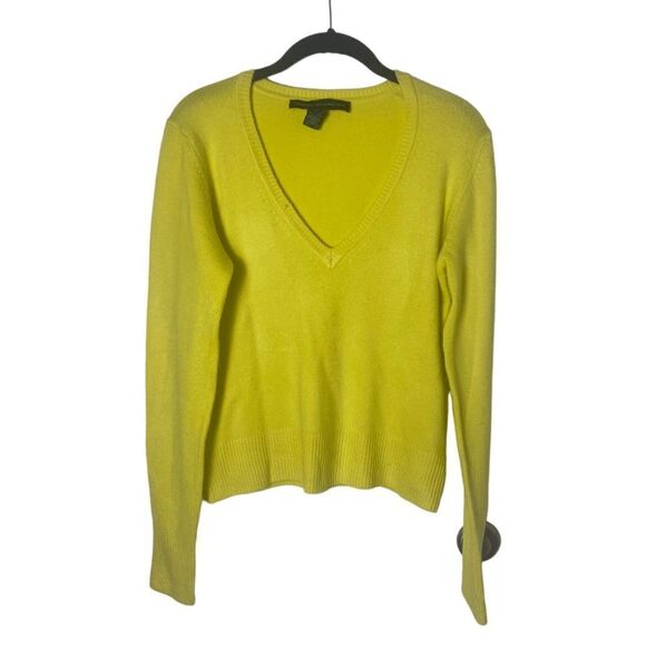 French Connection SZ L yellow v-neck sweater - Picture 2 of 5